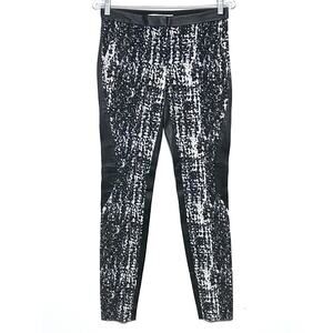 Diane Von Furstenberg Dorthia Leather Black White Pants Zip Ankle Womens 2 NWT